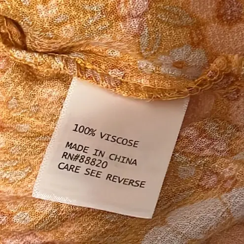 Cynthia Rowley  Rust And Orange Boho Chic Long Sleeve Floral Top Size S C49