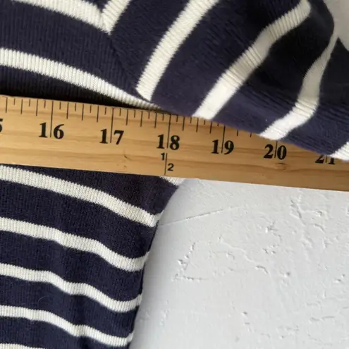 LL Bean Sweater Womens Small Navy White Striped Cowl Neck Pullover Top Preppy Blue