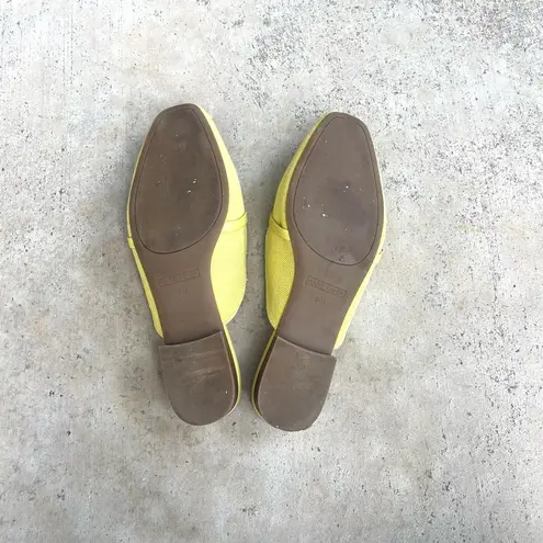 Marc Fisher Namila Tailored Slide Loafer Mules Yellow Fabric Women's Size 8.5