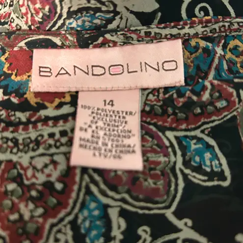 Bandolino Crochet SZ 14 Top Black Flower Tunic Boho Y2K Long Sleeve Pleated