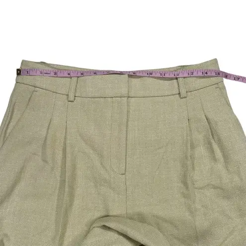 House of Harlow 1969 Textured Pleated Straight Leg Trouser Pants Sz 8 Sage Green