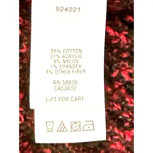 Cabela's Burgundy Black Button Up Hooded Sweater Cozy Knit Cotton Blend Warm Styl