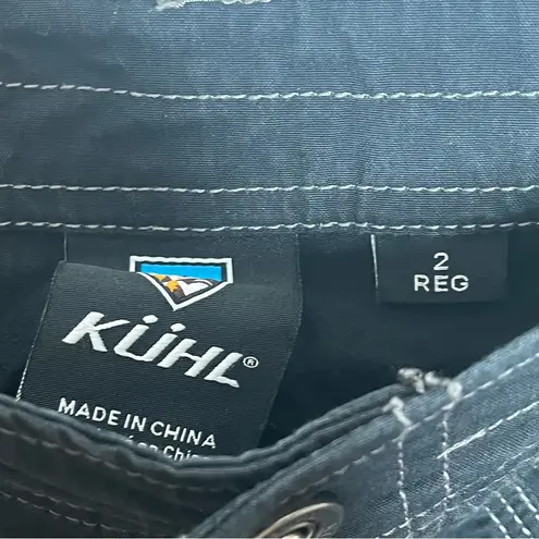 Kuhl Black Cargo Pants Sz 2 Roll Up Legs Snap Pockets Outdoor Hiking Adventure