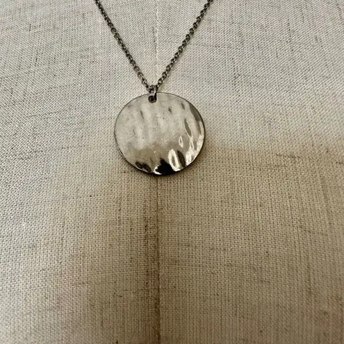 C 1946 hammered disc multi strand silver necklace