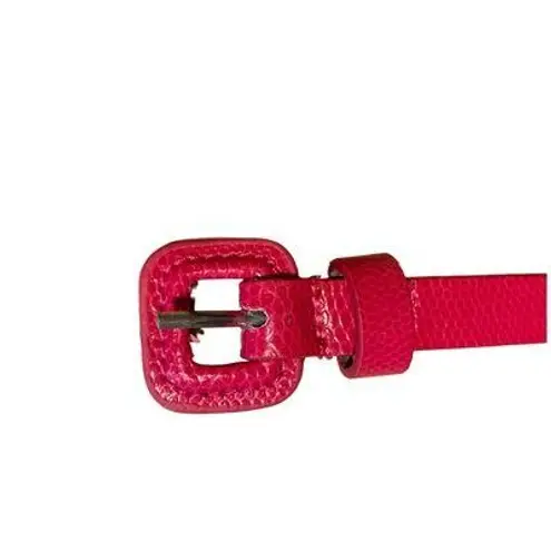 PINK SNAKESKIN EMBOSSED FAUX LEATHER FASHION BELT (XS)