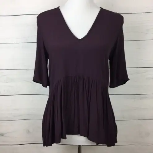 Bobeau Urban Outfitters Kimchi Blue Peplum Blouse Top Womens Size L Purple Open Back
