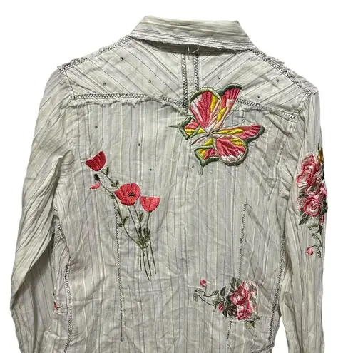 Cruel Girl Top Embroidered Butterfly Western L Floral Pearl Snap Boho Cowgirl
