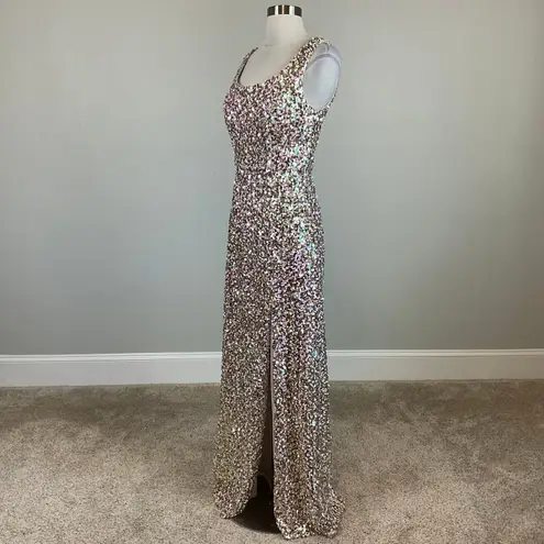 Alex Evenings Sequined Column Evening Gown Size 4 Pink and Gold Formal Dress