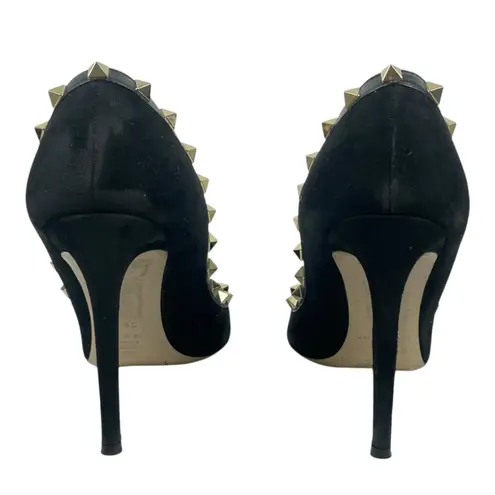 Valentino Garavani Black Rockstud Suede Pointed Toe Pump Size 36.5