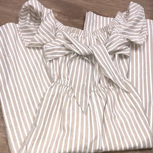 English Factory xsmall tan striped cotton romper