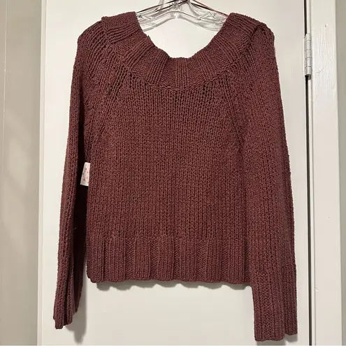 Free People NWT  Beachy Off Shoulder Slouch Sweater Rose size XS