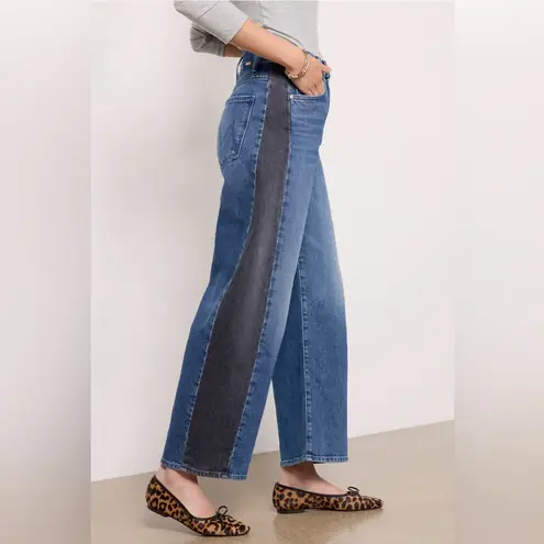 Mother Lil Half Pipe Flood Barrel Leg Jeans in Black and Blue Size 29