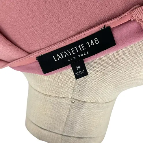 Lafayette 148 New York Pink Rosette Caddie Finesse Crepe Shift Dress Size Medium