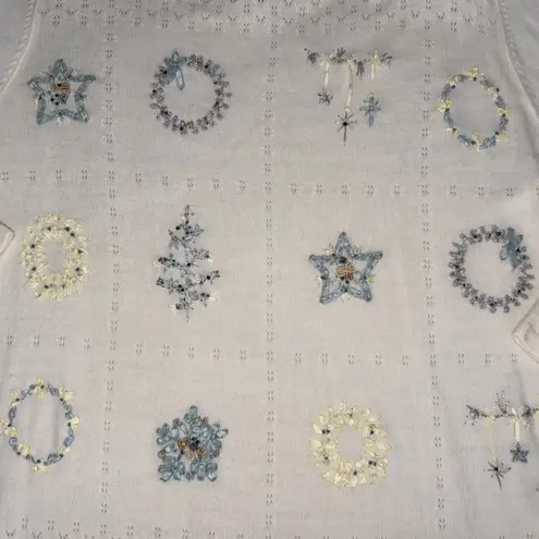 VTG Napa Valley NWT Ivory Christmas Holiday Embroidered Blur Sweater Size L White Size L - Image 2