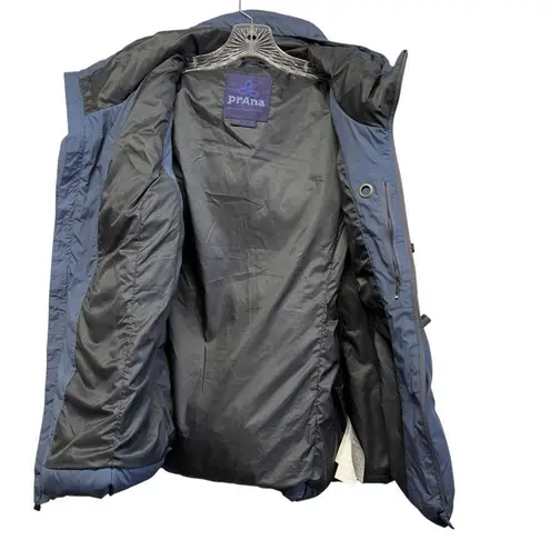 prAna Women's Evelina Hooded Down Puffer Quilted Zip & Toggle Blue Vest Size XL