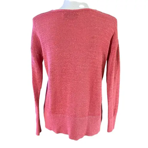 Ann Taylor LOFT Size XS Lace Up Front Sweater Rose Dusty Pink Linen Blend