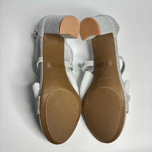 Dream Paris DREAM PAIRS Madison Ankle Strap Low Chunky Black Heel Sandal in Silver/Glitter