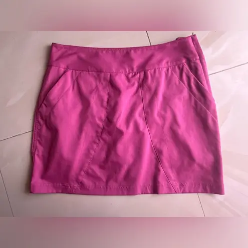 Lija Cubism Plaid Activewear Golf Skort Zip pink Cotton Blend pocket Size 4