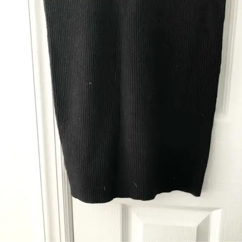 Wolford Black Ribbed Sweater Knit Collared Lace Up Neck Body Con Mini Dress XS