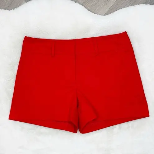 New York & Company Cherry Coral Red Cuff Hem Chino Suit Shorts 8