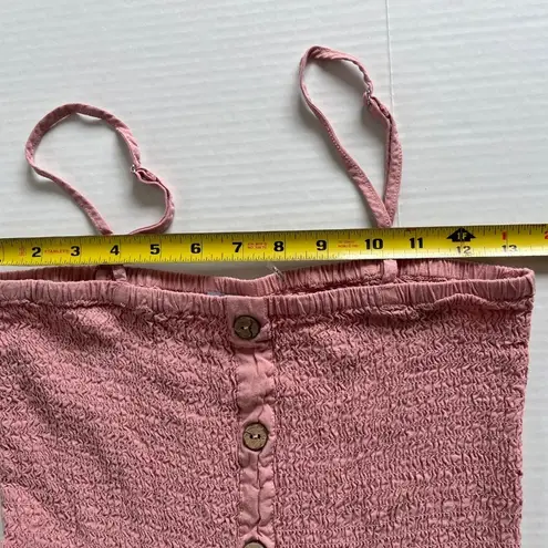 CiSono Smocked Stretch Pink Pull On Jumpsuit Wide Leg High Rise Tank, Size L Size L