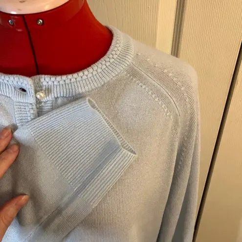 NWT Karen Scott Faux Pearl Button-Up Cardigan Light Blue L