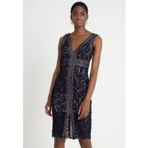 Bardot HALTER LACE DRESS IN NAVY