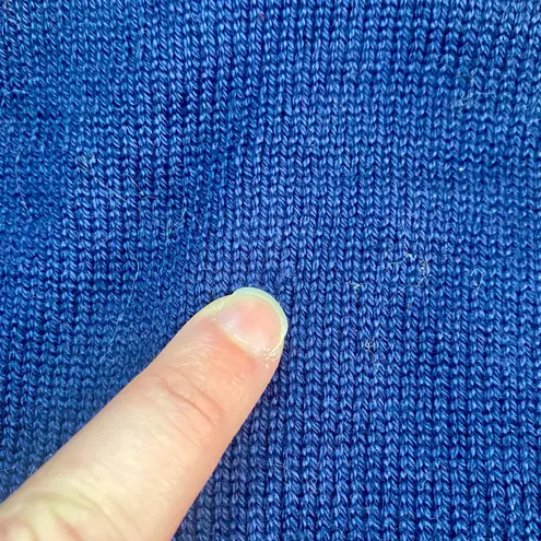 Vintage Blue Knit Cotton Christmas Holiday Sweater Vest Reindeer Womens Medium