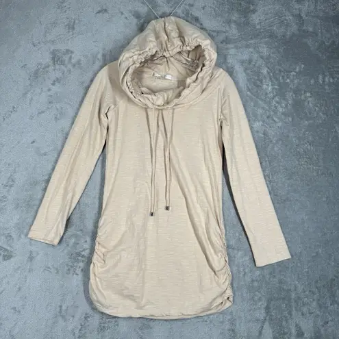 Boston Proper Shirt Womens Small Cream Jersey Knit Hoodie Casual Athleisure