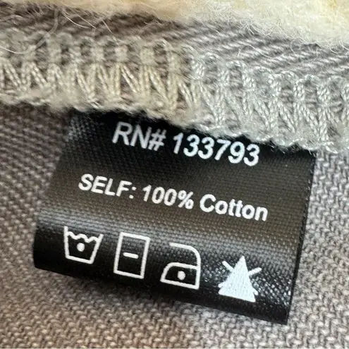 Porter Collective Denim Knit Bomber Sweater Jacket Taupe Cream Small Gray