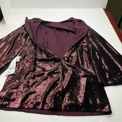 Dress the Population Maroon Port Liza Cape Sleeve Sequin Mini Dress Medium NEW