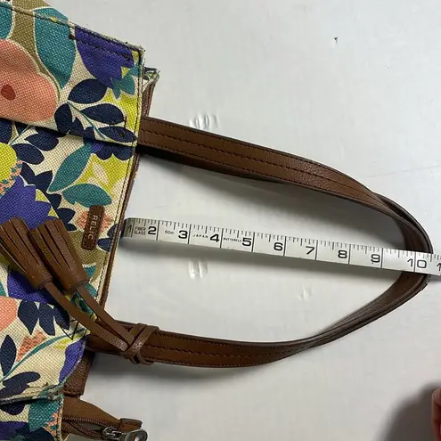 Relic You Are My Sunshine Shoulder Bag Tote Purse Colorful Floral Tan Tassel Zip