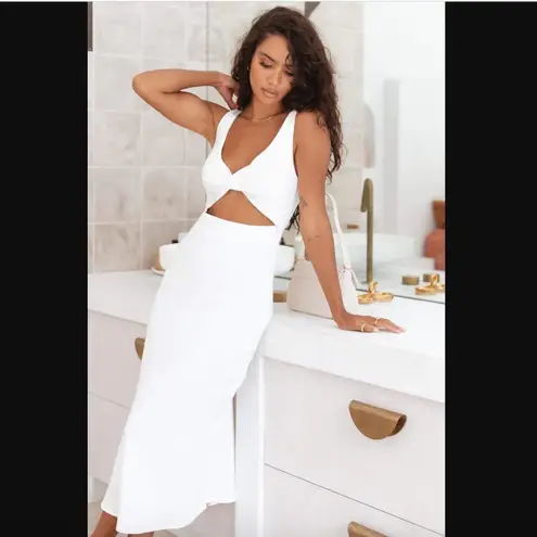 Petal and Pup White Apollo Twist Front Cut Out Midi Dress 4