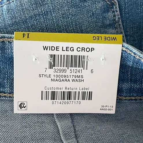 Charter Club SZ 14 Wide Leg Crop Jeans High-Rise Stretch Pockets Tummy Slimming