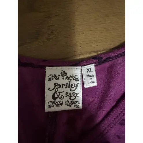 Parsley & Sage Women Size XL Purple Tunic Top Stretch Colorful Lightweight Teach