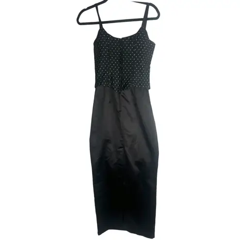 Jessica McClintock GUNNE SAX Formal Corset Maxi Satin 5 Black Rhinestone Dress