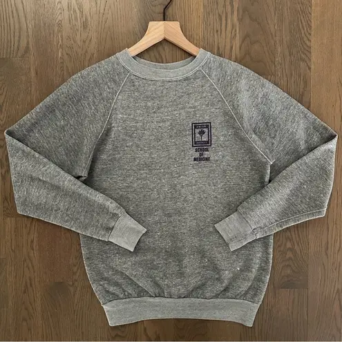 Vintage New York University Crewneck Raglan Sweatshirt Heather Grey Size Medium Gray