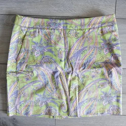 Ralph Lauren  Gold Green Pink Purple Paisley Skort Skirt with Shorts