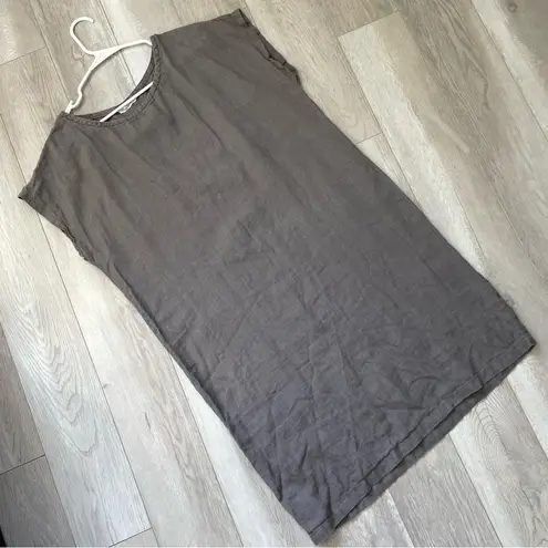 Pillow & Pajamas Dress linen knee length womens Gray (large) natural minimalist