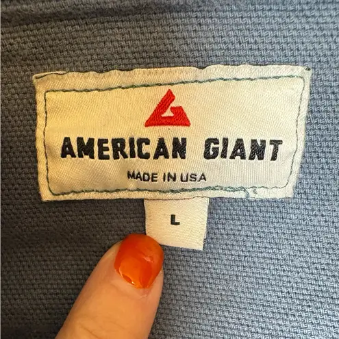American Giant Blue Roughneck Chore Jacket Soft Utility Button Front L Size L