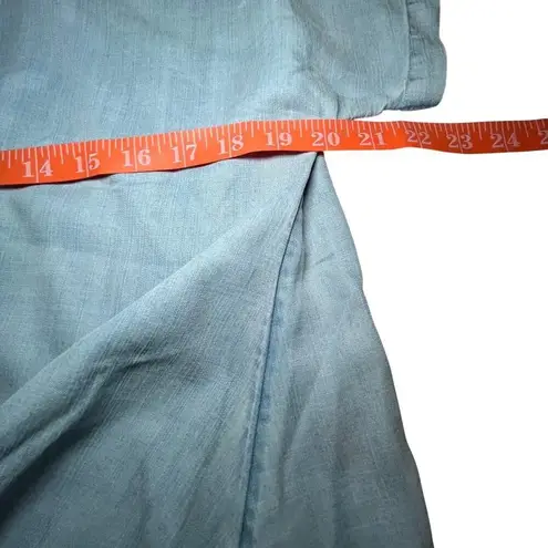 LOFT Chambray Knot Front Top Short Sleeve Blouse Women's M Blue Size M