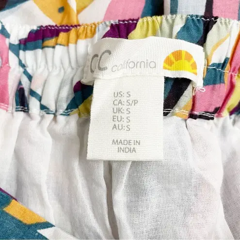 C&C California Tropical Print Embroidered Cotton Wrap Front Skirt Size Small NEW