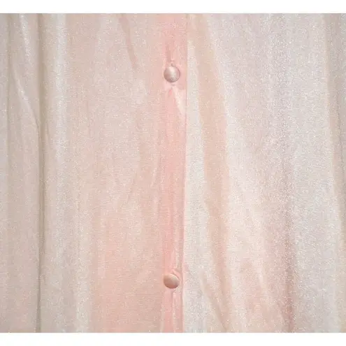 Vanity Fair Long Robe Pink Peach Small Gown USA Tricot All Nylon Vintage Buttons