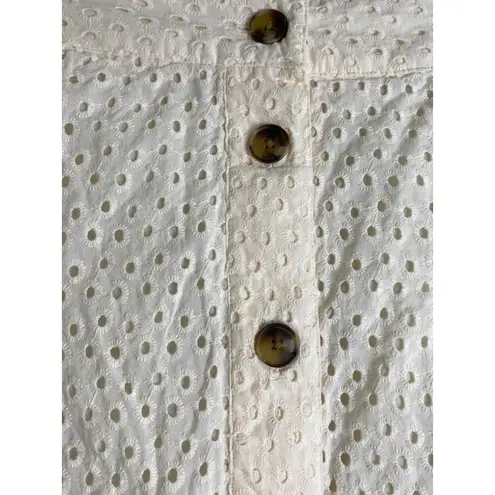 EVRI Eyelet Button Front Skirt White A