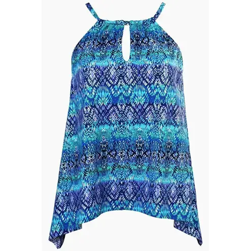 MiracleSuit New. blue peephole tankini top. 16DD. Retails $142