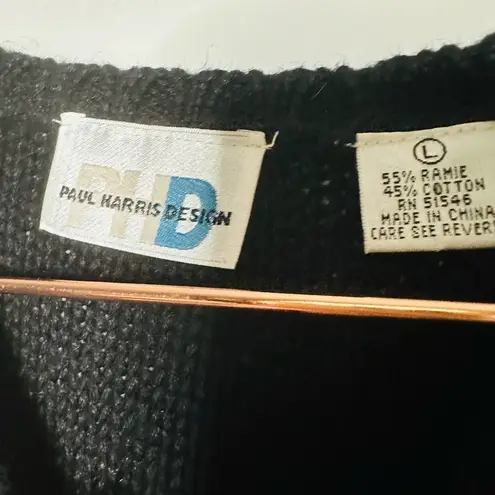 Vintage Paul Harris Black Checkered Shoulder Pad Oversized Sweater size Large