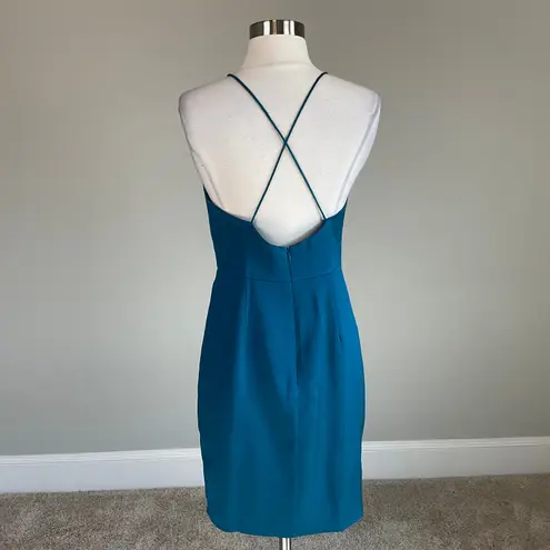 Aidan Mattox Backless Sleeveless Mini Sheath Cocktail Party Dress Size 6 Blue