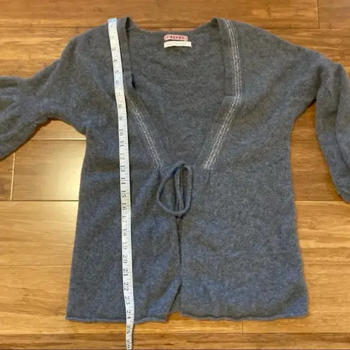 Velvet by Graham & Spencer Gray Cashmere Tie Cardigan with Glitter Lapels