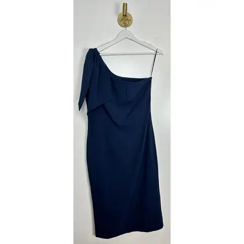 Dress the Population Tiffany One-Shoulder Midi Dress in Midnight Size X-Large