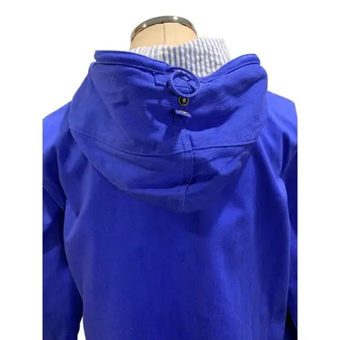 Denim & Co Medium  Women's Blue Canvas Hooded Full Zip Jacket